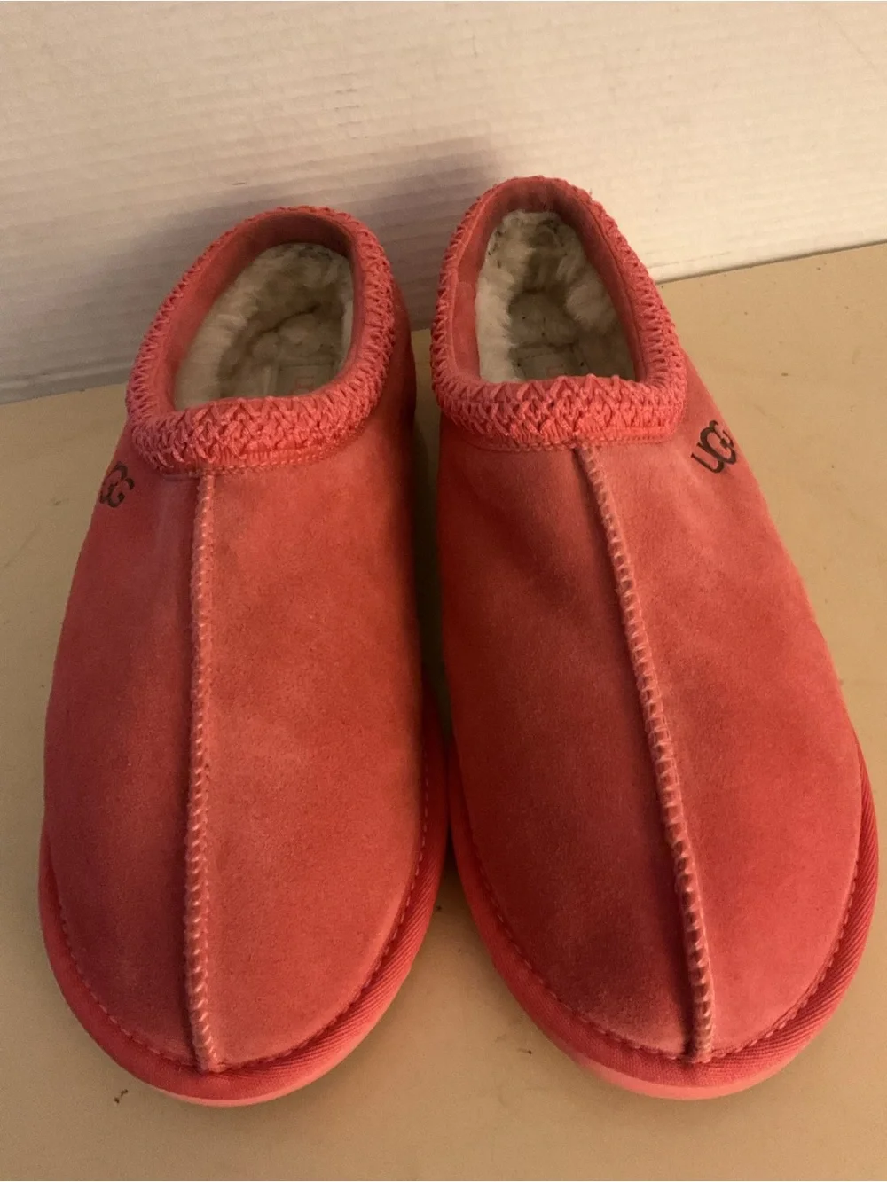 UGG men’s coral suede sheepskin Tasman slipper shoes US 12